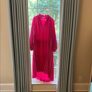 Vibrant Pink Pleated Dress